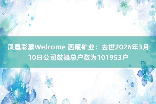 凤凰彩票Welcome 西藏矿业：去世2026年3月10日公司鼓舞总户数为101953户
