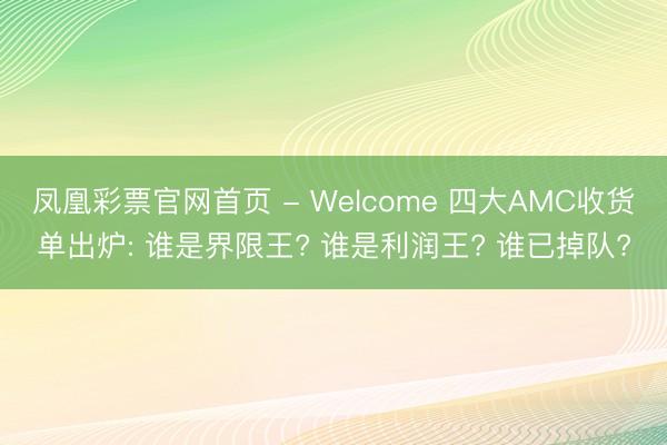 凤凰彩票官网首页 - Welcome 四大AMC收货单出炉: 谁是界限王? 谁是利润王? 谁已掉队?