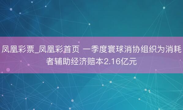 凤凰彩票_凤凰彩首页 一季度寰球消协组织为消耗者辅助经济赔本2.16亿元