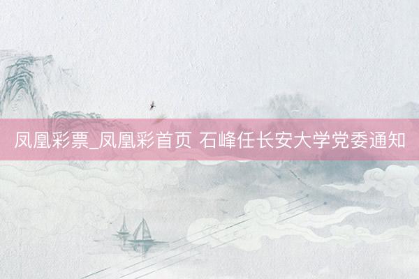 凤凰彩票_凤凰彩首页 石峰任长安大学党委通知