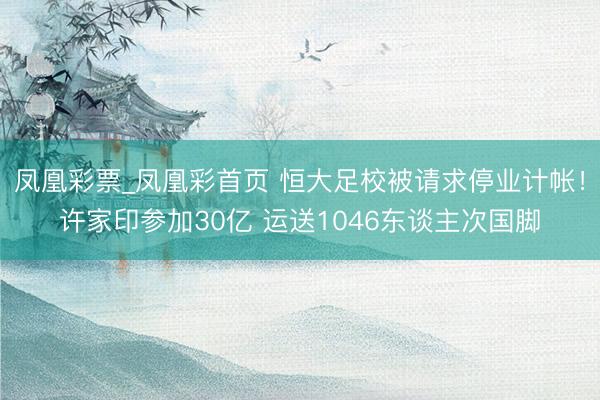 凤凰彩票_凤凰彩首页 恒大足校被请求停业计帐！许家印参加30亿 运送1046东谈主次国脚