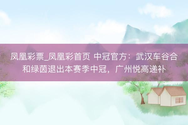 凤凰彩票_凤凰彩首页 中冠官方：武汉车谷合和绿茵退出本赛季中冠，广州悦高递补