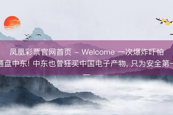 凤凰彩票官网首页 - Welcome 一次爆炸吓怕通盘中东! 中东也曾狂买中国电子产物, 只为安全第一