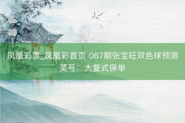凤凰彩票_凤凰彩首页 067期张宝旺双色球预测奖号：大复式保举