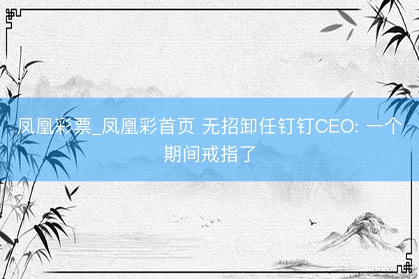 凤凰彩票_凤凰彩首页 无招卸任钉钉CEO: 一个期间戒指了