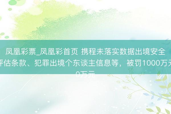 凤凰彩票_凤凰彩首页 携程未落实数据出境安全评估条款、犯罪出境个东谈主信息等，被罚1000万元