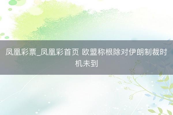 凤凰彩票_凤凰彩首页 欧盟称根除对伊朗制裁时机未到